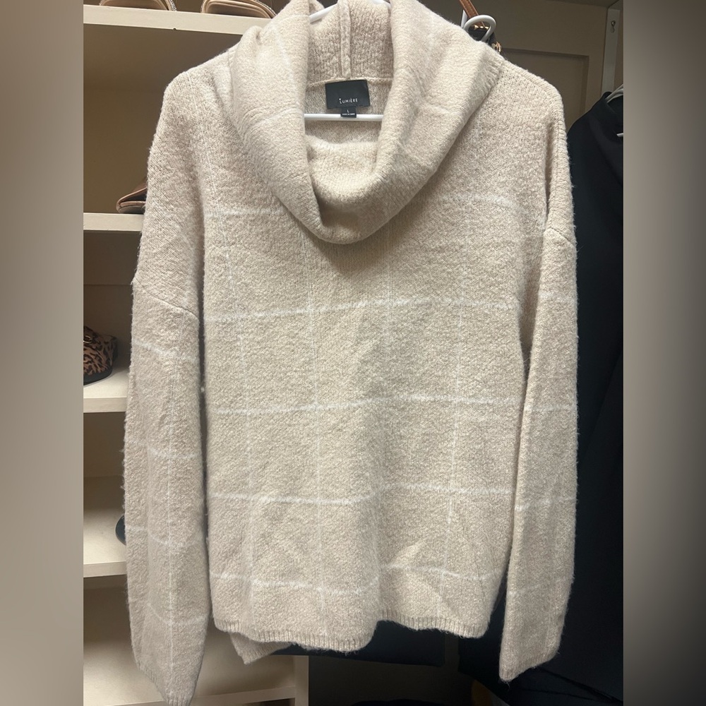 Lumiere Cream Cowl Neck Sweater